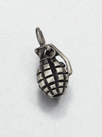 Offset your link chain necklace with a grenade-shaped charm set in antiqued and plated sterling silver for a style that exudes masculine cool.Sterling silverAbout .62 x 1.23Made in USA