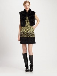 Timeless ruffles give this dyed-rabbit fur vest standout style. This design is a luxurious must-have.Stand collarSleevelessAbout 24 from shoulder to hemRuffle trim: 90% lapin/10% polyesterDry clean by fur specialistImportedFur origin: China Model shown is 5'10 (177cm) wearing US size 4. Timeless ruffles give this dyed-rabbit fur vest standout style. This design is a luxurious must-have.Stand collarSleevelessAbout 24 from shoulder to hemRuffle trim: 90% lapin/10% polyesterDry clean by fur specialistImportedFur origin: China Model shown is 5'10 (177cm) wearing US size 4.