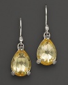 Faceted, pear-cut canary crystals, set in sterling silver, make a classic style statement.