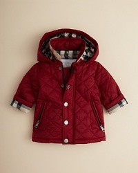 Burberry's beautifully-crafted quilted jacket brings warmth in both style and feeling to your little one's cold-weather wardrobe. Burberry's beautifully-crafted quilted jacket brings warmth in both style and feeling to your little one's cold-weather wardrobe.