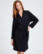 Calvin Klein Underwear Essentials short robe. A soft short robe with tie at waist. The perfect cover up. Style #S2220
