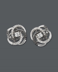 Take love to the next level in symbolic knot studs. Wrapped in Love™ design provides sparkle and contrast with luminous round-cut white diamonds (1/3 ct. t.w.) and black diamonds (1/5 ct. t.w.) set in 14k white gold. Approximate diameter: 1/2 inch. Take love to the next level in symbolic knot studs. Wrapped in Love™ design provides sparkle and contrast with luminous round-cut white diamonds (1/3 ct. t.w.) and black diamonds (1/5 ct. t.w.) set in 14k white gold. Approximate diameter: 1/2 inch.