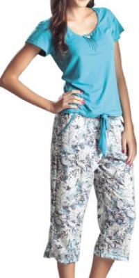Laura High Quality Aqua Sexy Pajama Capri Pant Set #SL504022 - Made in Colombia Laura High Quality Aqua Sexy Pajama Capri Pant Set #SL504022 - Made in Colombia