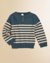 A lightweight, striped Henley knit is the perfect addition to your little man's cool-weather wardrobe.CrewneckLong sleevesButton-frontRibbed cuffs and hemCottonMachine washImported Please note: Number of buttons may vary depending on size ordered. 