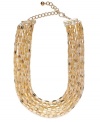 Cover your neckline in layers of shimmering elegance with this five-row necklace from Sequin. Crafted in 14k gold-plated mixed metal. Approximate length: 15 inches + 4-inch extender.