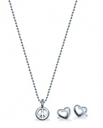 Peace and love are a perfect pairing on this pendant and earring set from Alex Woo -- lovely in striking sterling silver.