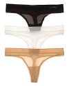 A lightweight thong with signature logo detail at hip from Calvin Klein. Style #D3416