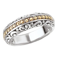 925 Silver Scroll & Dot Filigree Ring with 18k Gold Accents- Sizes 6-8 925 Silver Scroll & Dot Filigree Ring with 18k Gold Accents- Sizes 6-8
