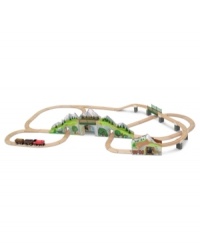 This incredible set includes our two-story Mountain Bridge & Tunnel, sound-making Magic Mine Train Tunnel, a train engine, dozens of track pieces and more. This incredible set includes our two-story Mountain Bridge & Tunnel, sound-making Magic Mine Train Tunnel, a train engine, dozens of track pieces and more.