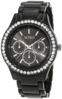 XOXO Women's XO5403  Black Enamel Bracelet With Rhinestones Accent Watch