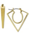 Fashion takes shape! BCBGeneration's hoop earrings feature a unique triangle shape with a loop at the center. Crafted in gold tone mixed metal. Approximate drop: 1 inch.