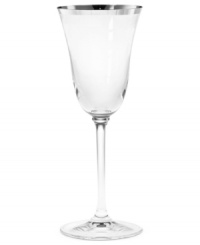 An elegant tulip shape melds with platinum accents to form a stemware collection with grace and style. A chic addition to any home, this set features signature Vera Wang design with timeless appeal. Goblet shown second from left. An elegant tulip shape melds with platinum accents to form a stemware collection with grace and style. A chic addition to any home, this set features signature Vera Wang design with timeless appeal. Goblet shown second from left.