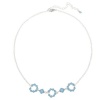 Sterling Silver Rolo Chain and Aqua Swarovski Crystallized Elements 3 Open Circle Frontal Necklace, 16+3 Extender