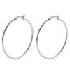 Stainless Steel Round Shiny Polished Hoops Earrings (1.75 Length X 2 mm Width)