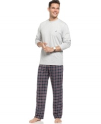 Toss the ratty, old T-shirt. This Nautica pajama set gets you ready for bed in preppy style.