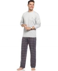 Toss the ratty, old T-shirt. This Nautica pajama set gets you ready for bed in preppy style. Toss the ratty, old T-shirt. This Nautica pajama set gets you ready for bed in preppy style.