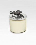 An unscented wax candle inspired by the textures of nature, crafted in polished and blackened nickel-plated metal with a glass jar by one of America's premier metalwork artists. From the Black Orchid CollectionSoy wax12.5 oz.5½H X 3¾ diam.Imported 