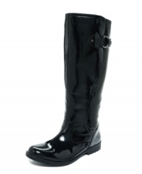 The kind of polish that keeps you dry. DKNY's Nicki rain boots feature buckles along the side. The kind of polish that keeps you dry. DKNY's Nicki rain boots feature buckles along the side.