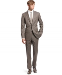 Shift into neutral territory and try this slim-fit taupe suit from Bar III on for size. Shift into neutral territory and try this slim-fit taupe suit from Bar III on for size.