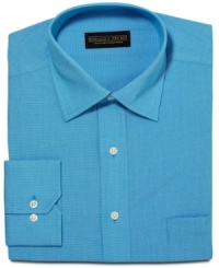 Visual aid. Get a subtle textured look with this semi-solid dress shirt from Donald Trump. Visual aid. Get a subtle textured look with this semi-solid dress shirt from Donald Trump.