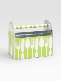 Cutlery finds a perfect container for storage and displaying. Carry the galvanized metal tote-along outside for an al fresco meal, or place it at the end of a casual buffet. Compartmentalized interior 8½W X 7H X 5D Made in USA Please note: Each tote-along is made to order, so please allow 3-4 weeks for delivery. Cutlery finds a perfect container for storage and displaying. Carry the galvanized metal tote-along outside for an al fresco meal, or place it at the end of a casual buffet. Compartmentalized interior 8½W X 7H X 5D Made in USA Please note: Each tote-along is made to order, so please allow 3-4 weeks for delivery.