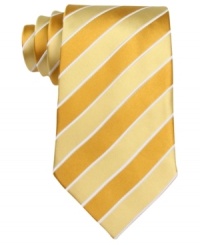 Start your day off on the bright side with this striped tie from Donald J. Trump. Start your day off on the bright side with this striped tie from Donald J. Trump.
