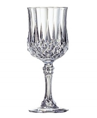 A fine vintage. Reminiscent of the most ornate jewelry of the Gilded Age, this set of Diamax wine glasses is cut in crystal-clear glass with popular Longchamps glassware styling. A fine vintage. Reminiscent of the most ornate jewelry of the Gilded Age, this set of Diamax wine glasses is cut in crystal-clear glass with popular Longchamps glassware styling.