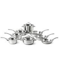 Bring gleaming, modern design to your kitchen with Calphalon. Crafted from lustrous, brushed stainless steel, this set combines professional performance and dishwasher-safe convenience. Bring gleaming, modern design to your kitchen with Calphalon. Crafted from lustrous, brushed stainless steel, this set combines professional performance and dishwasher-safe convenience.