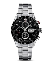 A legendary chronograph. The Carrera Panamericana was an epic race that was started in the 1950s and attracted many of the leading drivers of the time. Juan Manuel Fangio, the famous Argentinian driver who was Formula 1 World Champion five times, won the race in 1953. To pay tribute to this unique adventure, in 1963 TAG Heuer launched the Carrera Chronograph that combined refinement with the spirit of sport. With black dial and a polished steel bezel. Features a date window. A legendary chronograph. The Carrera Panamericana was an epic race that was started in the 1950s and attracted many of the leading drivers of the time. Juan Manuel Fangio, the famous Argentinian driver who was Formula 1 World Champion five times, won the race in 1953. To pay tribute to this unique adventure, in 1963 TAG Heuer launched the Carrera Chronograph that combined refinement with the spirit of sport. With black dial and a polished steel bezel. Features a date window.