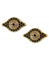 Keep an eye out for modern fashion. These stud earrings from RACHEL Rachel Roy flaunt moody glass stones on an evil eye design. Crafted in worn gold tone mixed metal. Approximate drop: 1/4 inch. Approximate diameter: 5/8 inch.