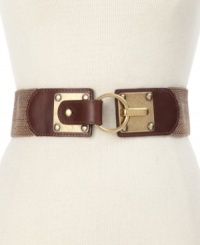 Fit for fall fashion. Ace a studious look by cinching up a blouse with Fossil's one-of-a-kind leather and tweed stretch belt. Fit for fall fashion. Ace a studious look by cinching up a blouse with Fossil's one-of-a-kind leather and tweed stretch belt.