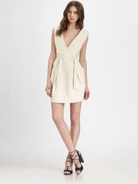 Embroidered French cotton twill in a structural sheath shaped with a plunging V neckline and full tulip skirt.Front and back V necklineSleevelessSet-in waistRemovable belt includedPleated folds at skirtCenter back zipperAbout 20 from natural waist78% cotton/15% acrylic/6% nylon/1% polyesterDry cleanMade in USA of Italian fabricModel shown is 5'10 (177cm) wearing US size 4. Embroidered French cotton twill in a structural sheath shaped with a plunging V neckline and full tulip skirt.Front and back V necklineSleevelessSet-in waistRemovable belt includedPleated folds at skirtCenter back zipperAbout 20 from natural waist78% cotton/15% acrylic/6% nylon/1% polyesterDry cleanMade in USA of Italian fabricModel shown is 5'10 (177cm) wearing US size 4.