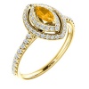 18K Yellow Gold 6.00x3.00mm Marquise Cut Citrine and Diamond Double-Halo Ring