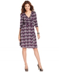 A deco-inspired print adds graphic punch to a sophisticated wrap dress from AGB. Pair it with heels and eye-catching jewelry for a look that takes you seamlessly from a day at the office to an evening out. (Clearance) A deco-inspired print adds graphic punch to a sophisticated wrap dress from AGB. Pair it with heels and eye-catching jewelry for a look that takes you seamlessly from a day at the office to an evening out. (Clearance)