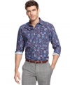 Add a pop of personality to your work wardrobe with this stylish floral print button-down by Sons of Intrigue. (Clearance)