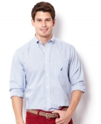 Stay smooth all day in this wrinkle free multi-mini check shirt by Nautica. Goes great with chinos or jeans. Stay smooth all day in this wrinkle free multi-mini check shirt by Nautica. Goes great with chinos or jeans.