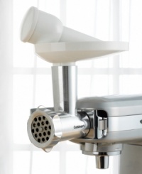 Bring the butcher shop to your tabletop. This meat grinder attachment lets you grind meat, poultry, nuts and vegetables just how want it for fresh cooking without limits. You can even extract your own sausages and show the ballpark who's boss! Three-year warranty. Bring the butcher shop to your tabletop. This meat grinder attachment lets you grind meat, poultry, nuts and vegetables just how want it for fresh cooking without limits. You can even extract your own sausages and show the ballpark who's boss! Three-year warranty.