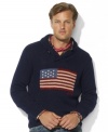 Constructed from a soft cotton blend, this handsome shawl-collar sweater salutes the flag in style.