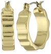 Nine West DECO'D OUT TRITONE Small Gold-Tone Textured Hoop Earrings