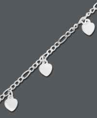 You'll fall in love with this sweet style from Giani Bernini. Polished heart charm accents adorn a simple Figaro link chain. Crafted in sterling silver. Approximate length: 7 inches.