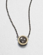 From the Zasha Collection. Unique grey diamond add sparkle to this 14k gold and blackened sterling silver design on a link chain. Grey diamonds, 0.03 tcw14k goldBlackened sterling silverLength, about 16Pendant size, about .27Lobster clasp closureImported 