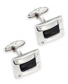 Stylish and sophisticated. Dress up your favorite work shirt with these sleek sterling silver and onyx (5 ct. t.w.) cuff links. Approximate length: 7/8 inch. Approximate width: 5/8 inch.
