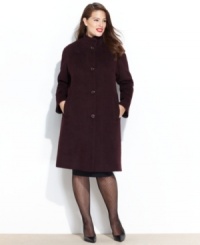 A jacquard pattern adds stylish flair to this wool-blend Jones New York plus size walker coat -- the ultimate cold-weather staple! A jacquard pattern adds stylish flair to this wool-blend Jones New York plus size walker coat -- the ultimate cold-weather staple!