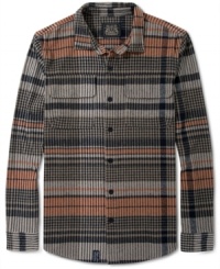 Stylish plaid shirt by LRG easily goes well with jeans or chinos.