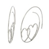 Sterling Silver Heart Threaded Hoop Earrings (1.7 Diameter)