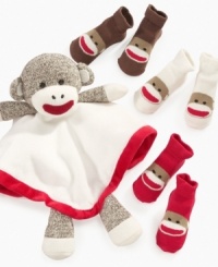 Keep his little toes warm with this Baby Starters sock monkey sock set featuring his favorite animal! Keep his little toes warm with this Baby Starters sock monkey sock set featuring his favorite animal!