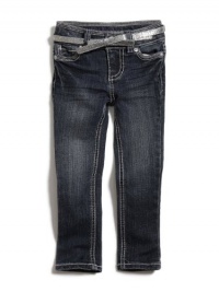 GUESS Kids Girls Big Girl Daredevil Skinny Jeans with Bel, MEDIUM STONE (12) GUESS Kids Girls Big Girl Daredevil Skinny Jeans with Bel, MEDIUM STONE (12)