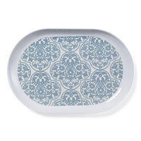 A floral-inspired pattern adorns this versatile melamine platter, perfect for serving hors d'oeuvres or roasted veggies from the grill. A floral-inspired pattern adorns this versatile melamine platter, perfect for serving hors d'oeuvres or roasted veggies from the grill.