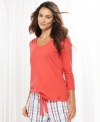 Colorful and bright. Nautica's 3/4 sleeve tee is a cheerful way to lounge around.