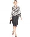 Le Suit mixes a printed jacket with classic shantung skirt for a unique look that's sure to make an elegant impression no matter the occasion.